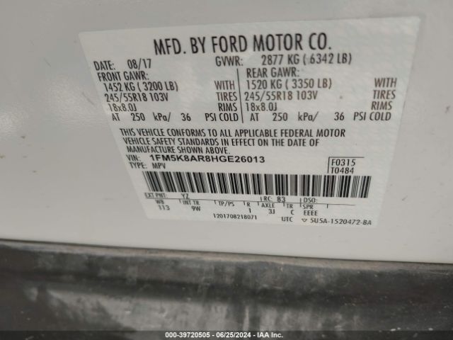 Photo 8 VIN: 1FM5K8AR8HGE26013 - FORD EXPLORER 