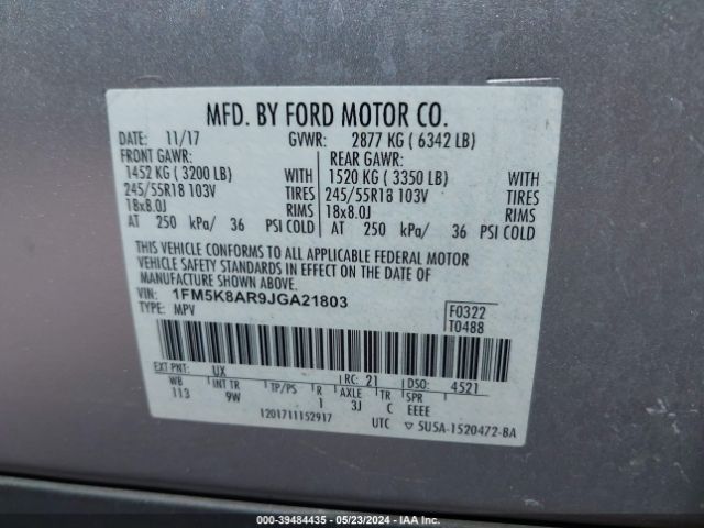 Photo 8 VIN: 1FM5K8AR9JGA21803 - FORD EXPLORER 