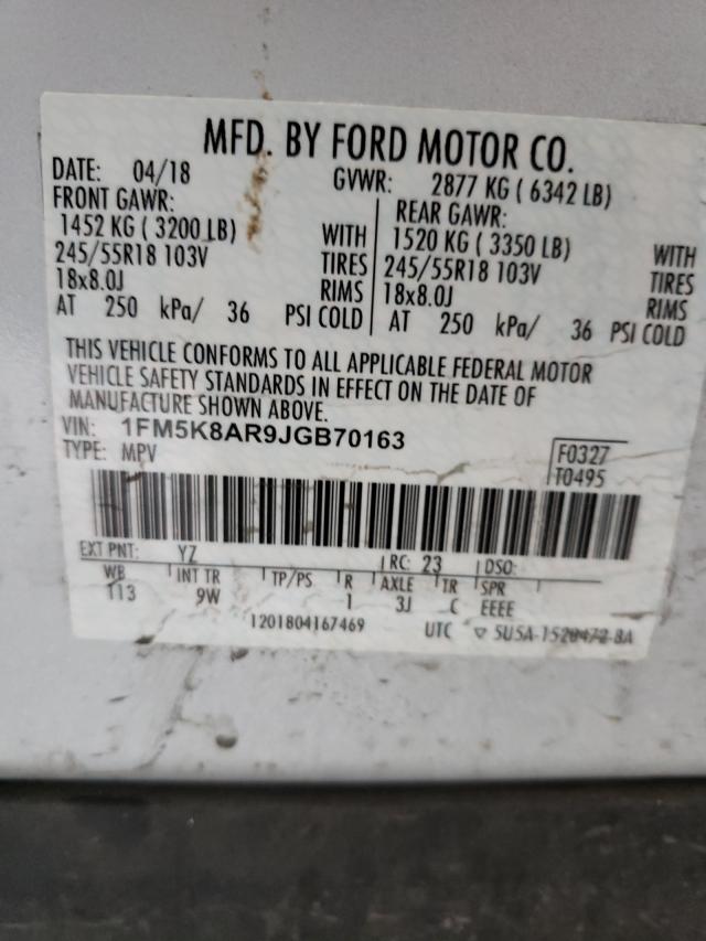 Photo 9 VIN: 1FM5K8AR9JGB70163 - FORD EXPLORER P 