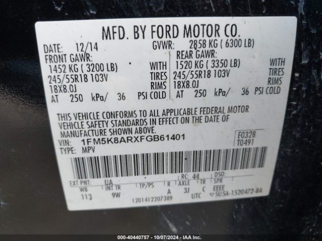 Photo 8 VIN: 1FM5K8ARXFGB61401 - FORD EXPLORER 