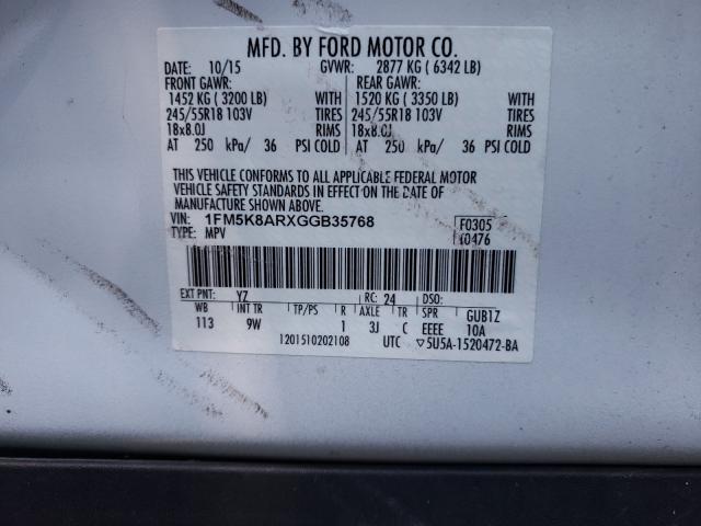 Photo 9 VIN: 1FM5K8ARXGGB35768 - FORD EXPLORER P 