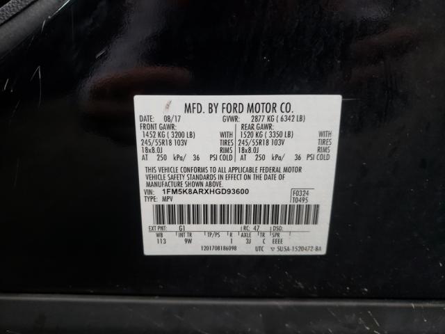 Photo 9 VIN: 1FM5K8ARXHGD93600 - FORD EXPLORER P 