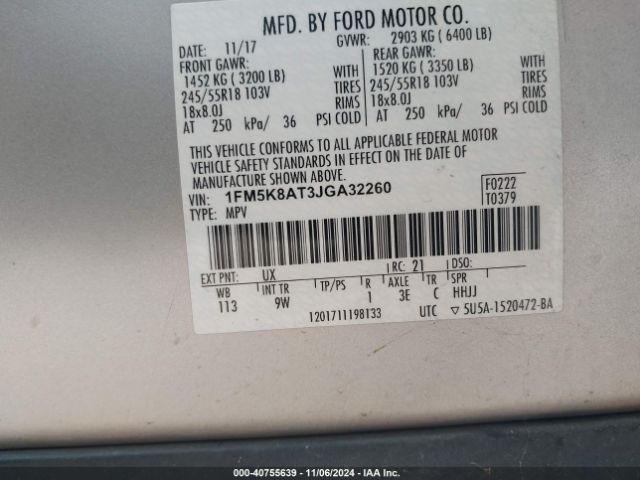 Photo 8 VIN: 1FM5K8AT3JGA32260 - FORD EXPLORER 