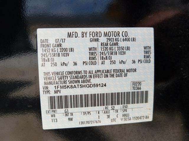 Photo 9 VIN: 1FM5K8AT5HGD59124 - FORD EXPLORER P 