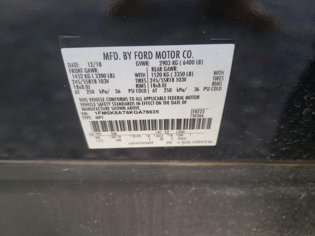 Photo 9 VIN: 1FM5K8AT6KGA78635 - FORD EXPLORER P 