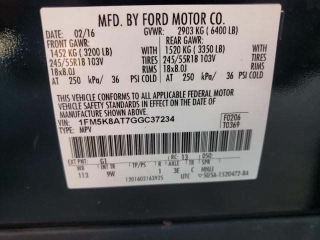 Photo 9 VIN: 1FM5K8AT7GGC37234 - FORD EXPLORER 