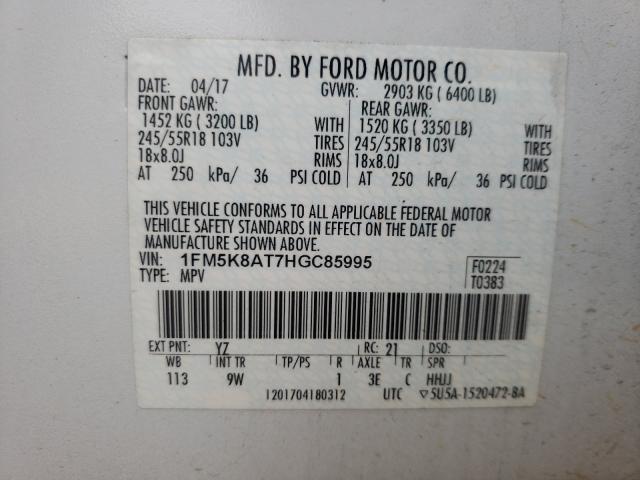 Photo 9 VIN: 1FM5K8AT7HGC85995 - FORD EXPLORER P 