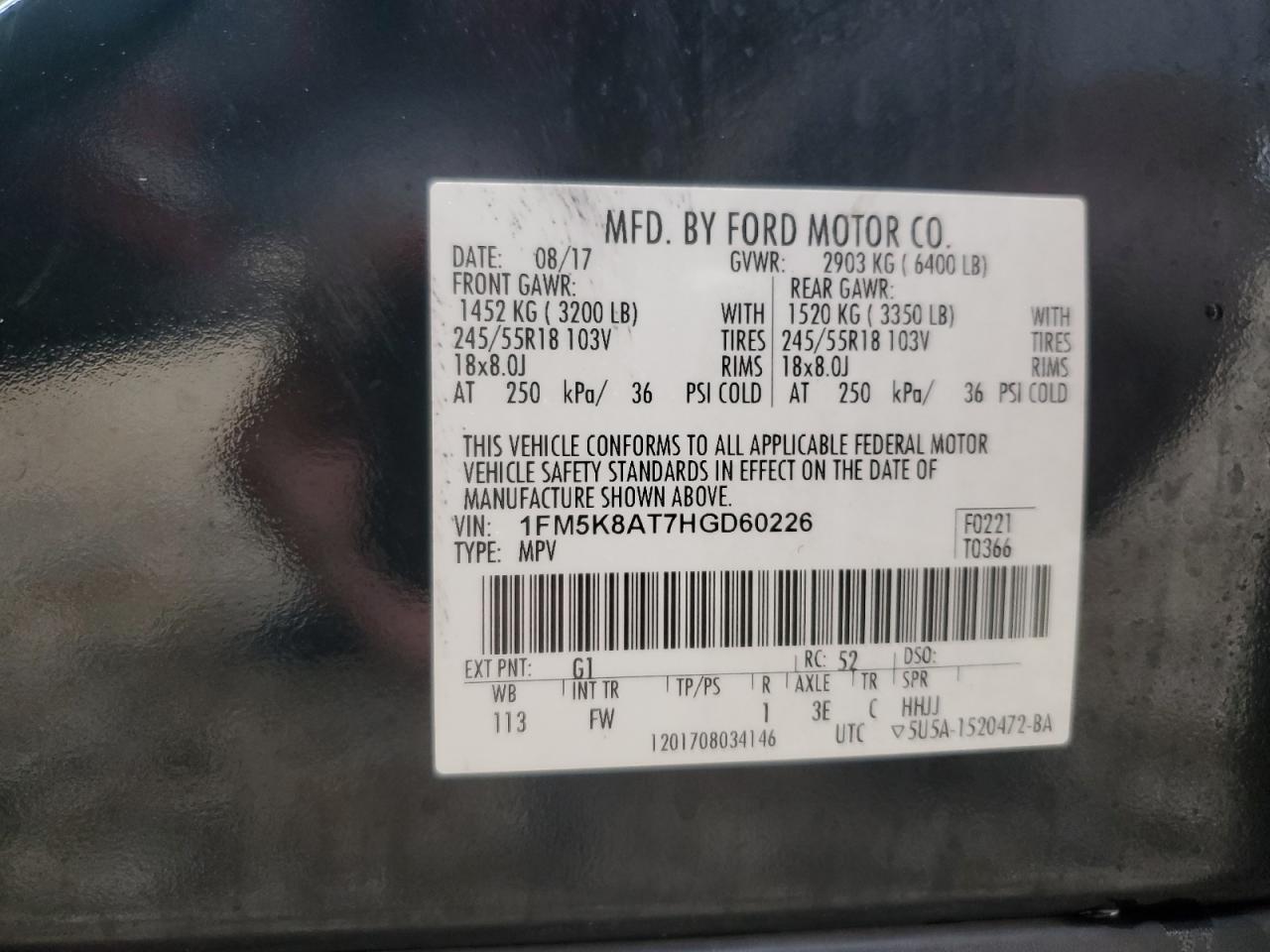 Photo 12 VIN: 1FM5K8AT7HGD60226 - FORD EXPLORER 