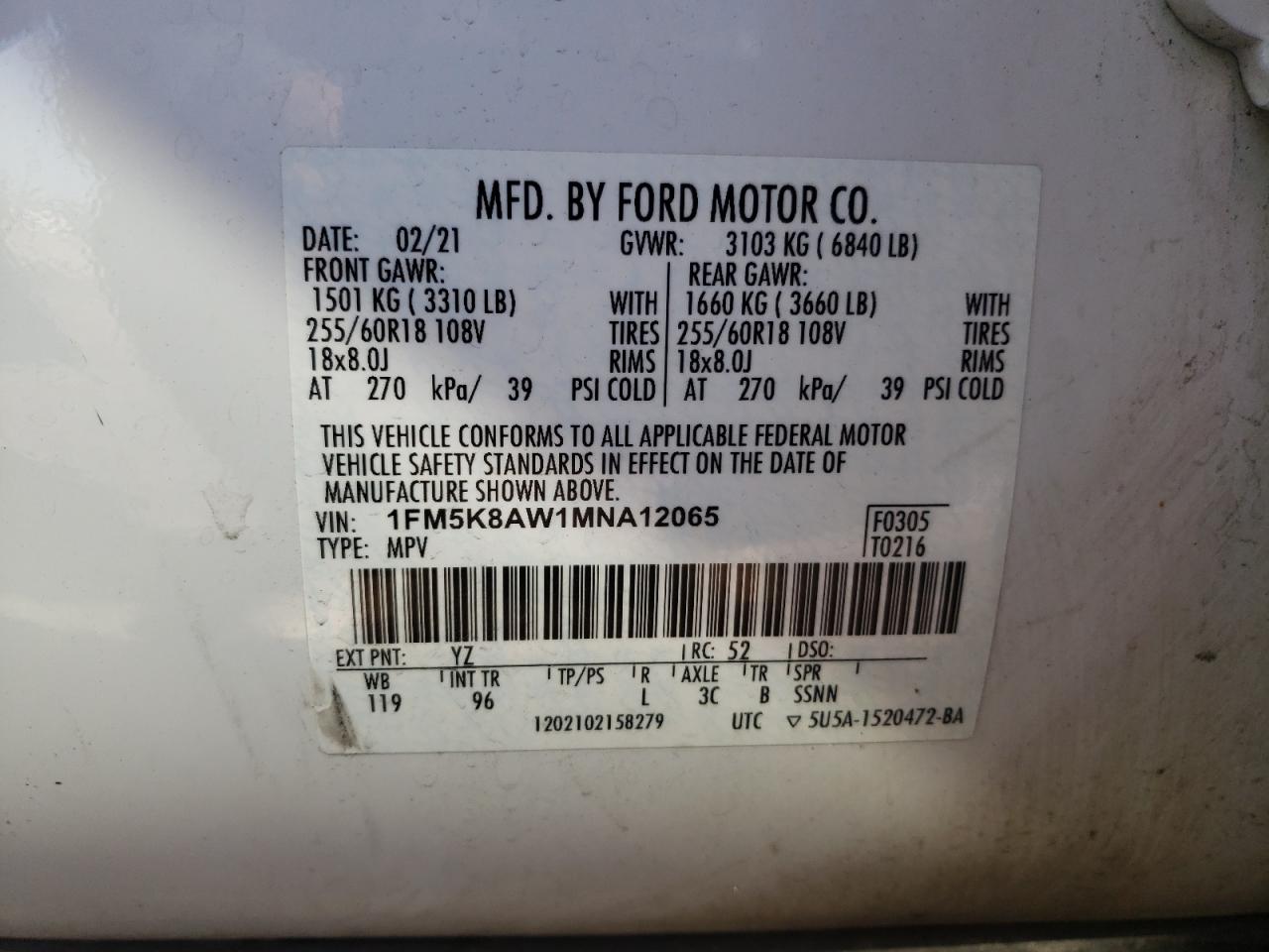 Photo 12 VIN: 1FM5K8AW1MNA12065 - FORD EXPLORER 