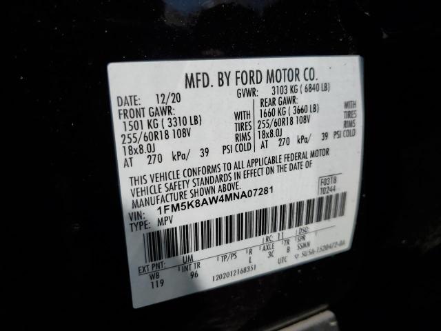 Photo 13 VIN: 1FM5K8AW4MNA07281 - FORD EXPLORER P 