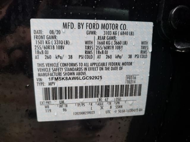 Photo 9 VIN: 1FM5K8AW6LGC92925 - FORD EXPLORER P 