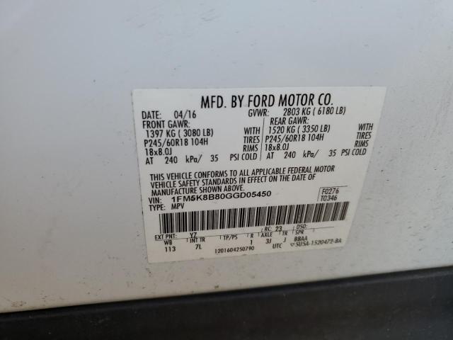 Photo 12 VIN: 1FM5K8B80GGD05450 - FORD EXPLORER 