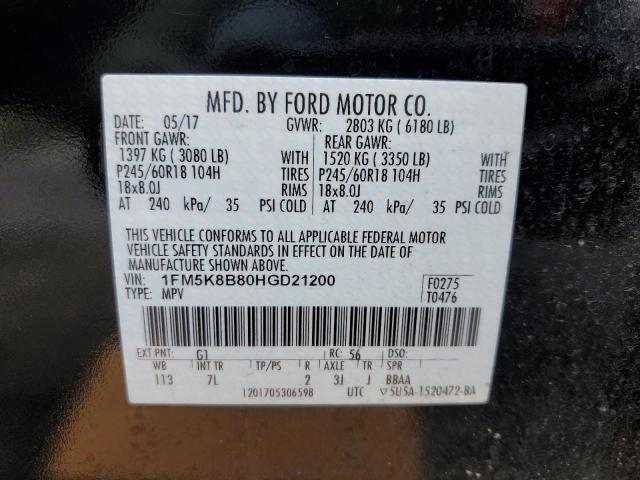 Photo 12 VIN: 1FM5K8B80HGD21200 - FORD EXPLORER 