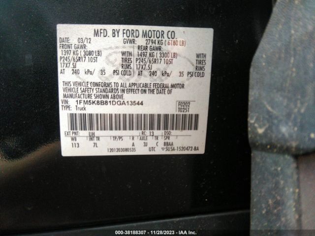 Photo 8 VIN: 1FM5K8B81DGA13544 - FORD EXPLORER 