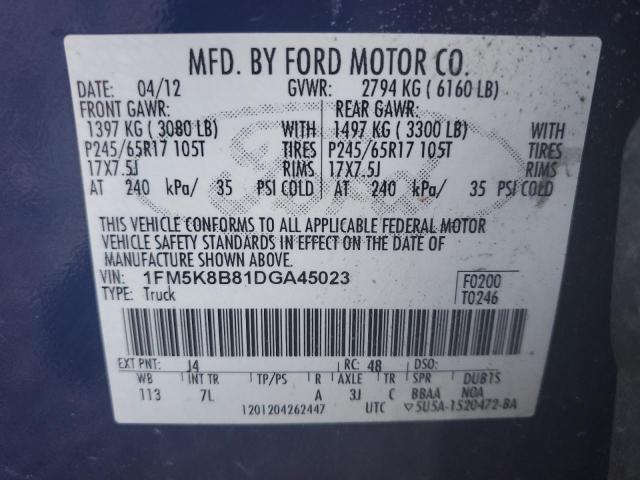 Photo 12 VIN: 1FM5K8B81DGA45023 - FORD EXPLORER 