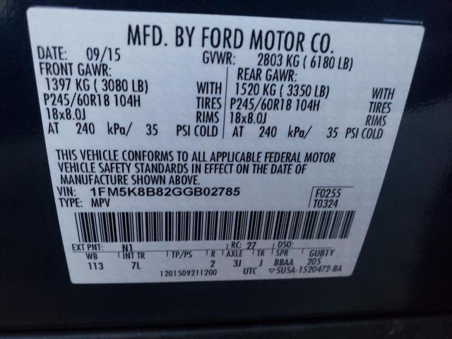 Photo 12 VIN: 1FM5K8B82GGB02785 - FORD EXPLORER 