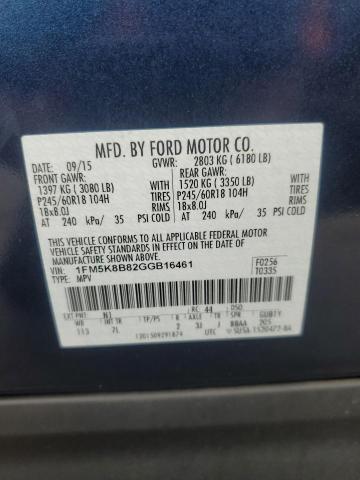 Photo 12 VIN: 1FM5K8B82GGB16461 - FORD EXPLORER 