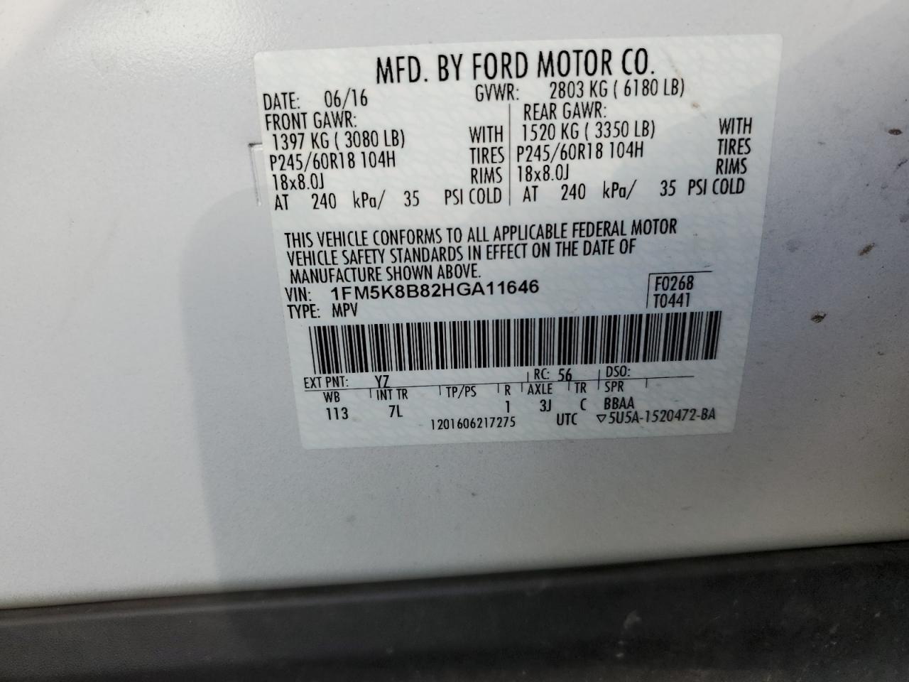 Photo 11 VIN: 1FM5K8B82HGA11646 - FORD EXPLORER 