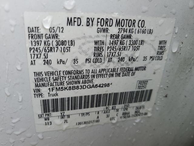 Photo 12 VIN: 1FM5K8B83DGA64298 - FORD EXPLORER 