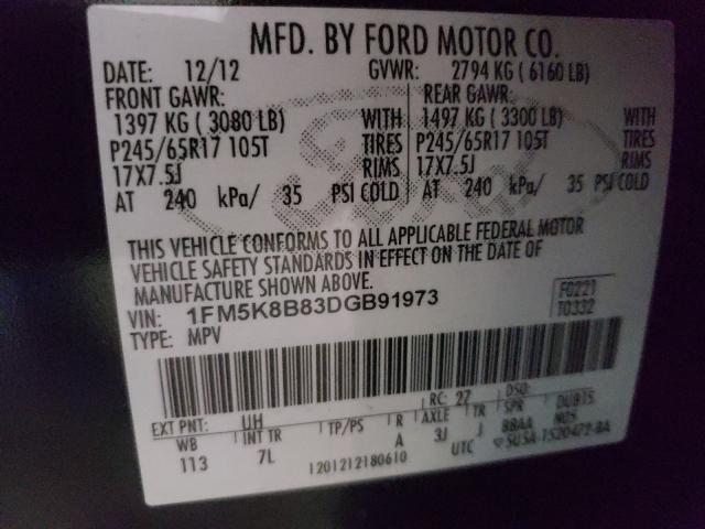 Photo 9 VIN: 1FM5K8B83DGB91973 - FORD EXPLORER 