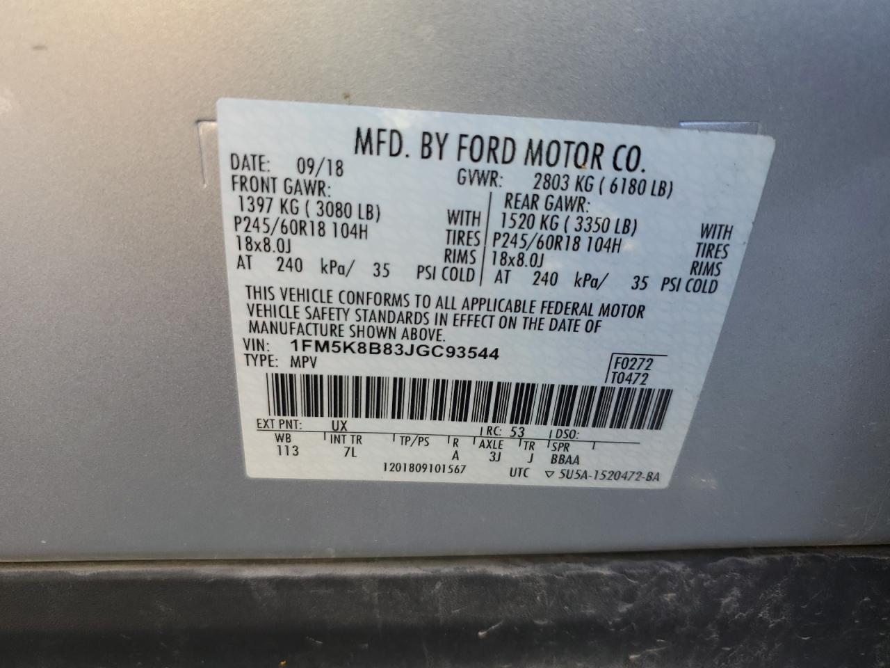 Photo 11 VIN: 1FM5K8B83JGC93544 - FORD EXPLORER 