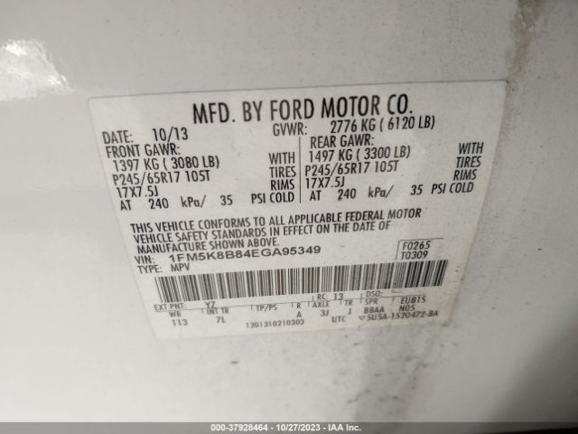 Photo 8 VIN: 1FM5K8B84EGA95349 - FORD EXPLORER 