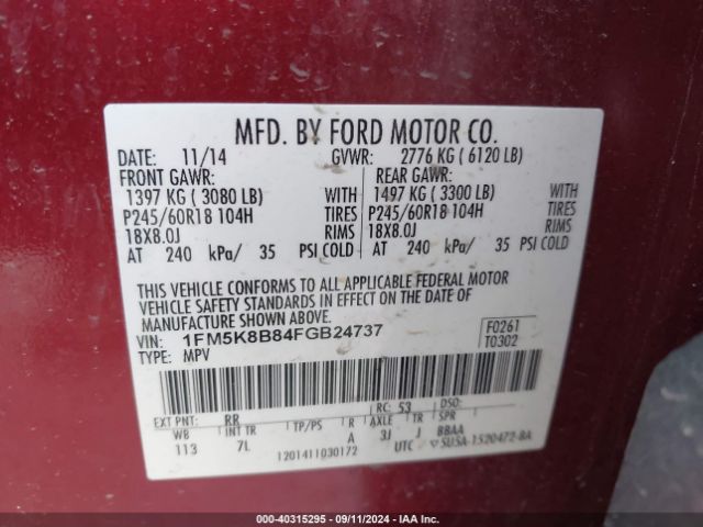 Photo 8 VIN: 1FM5K8B84FGB24737 - FORD EXPLORER 