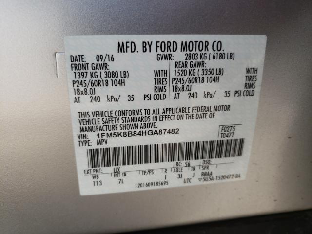 Photo 9 VIN: 1FM5K8B84HGA87482 - FORD EXPLORER 