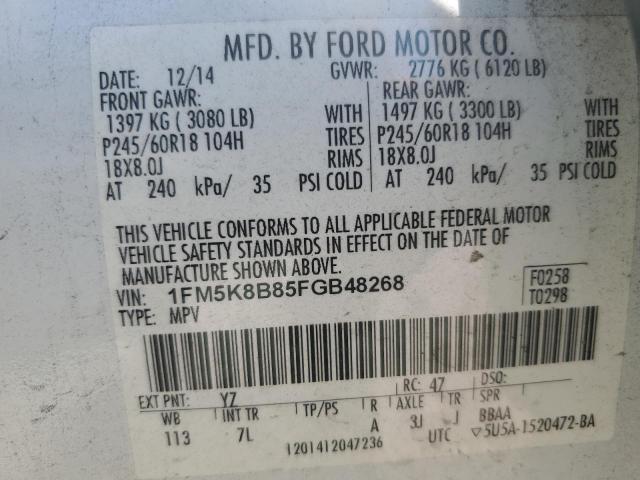 Photo 12 VIN: 1FM5K8B85FGB48268 - FORD EXPLORER 