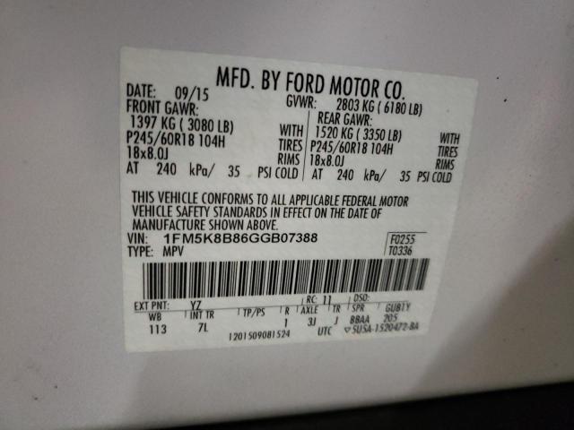 Photo 12 VIN: 1FM5K8B86GGB07388 - FORD EXPLORER 