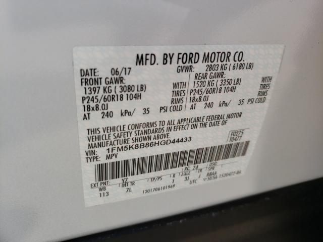 Photo 9 VIN: 1FM5K8B86HGD44433 - FORD EXPLORER 