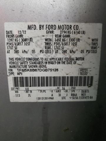 Photo 13 VIN: 1FM5K8B87DGB75128 - FORD EXPLORER 