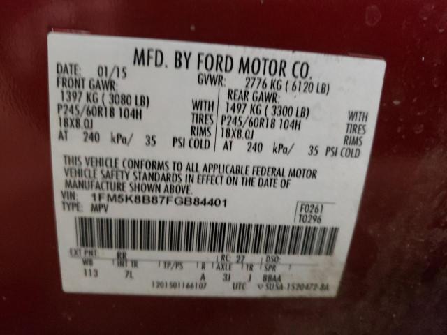 Photo 9 VIN: 1FM5K8B87FGB84401 - FORD EXPLORER 