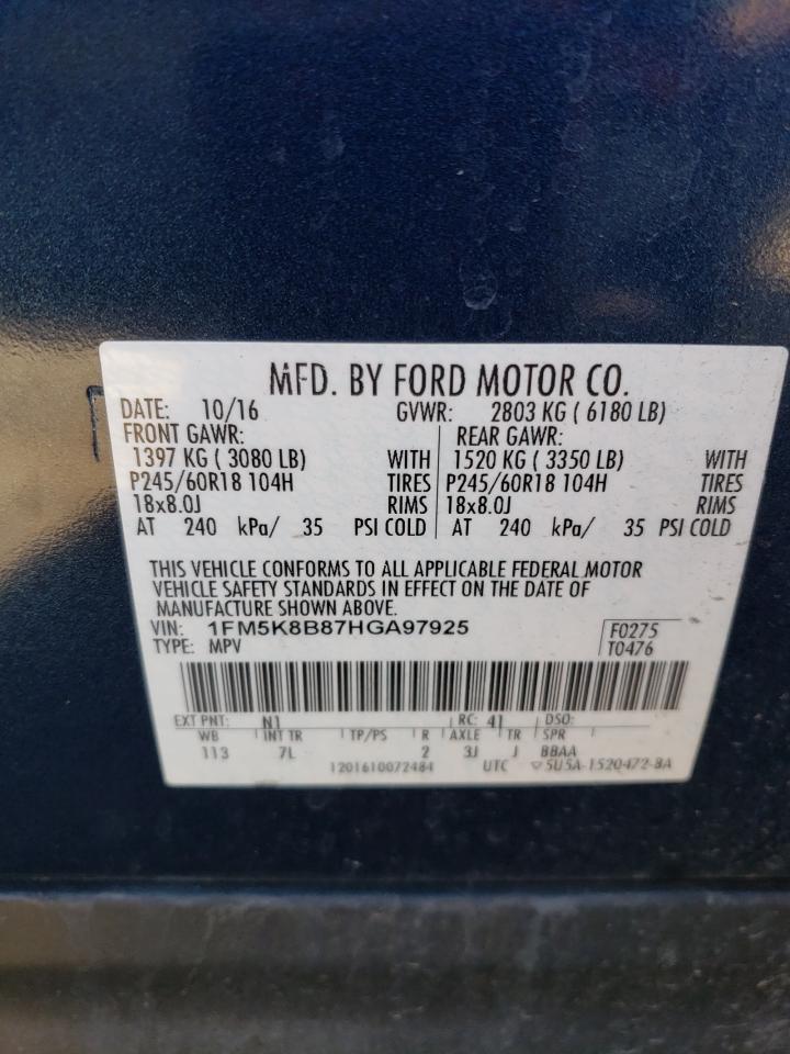 Photo 11 VIN: 1FM5K8B87HGA97925 - FORD EXPLORER 