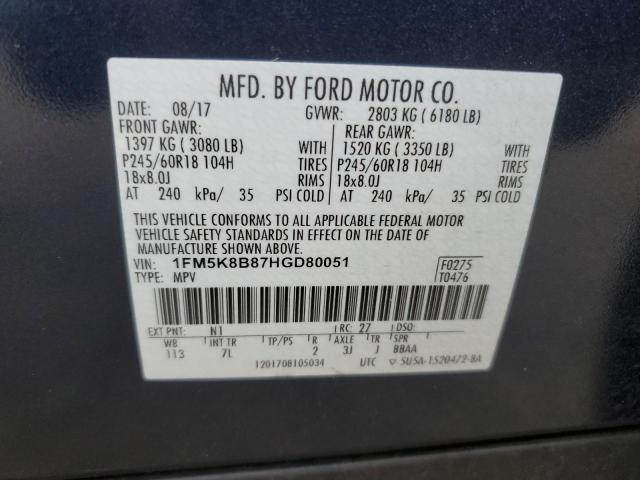 Photo 12 VIN: 1FM5K8B87HGD80051 - FORD EXPLORER 