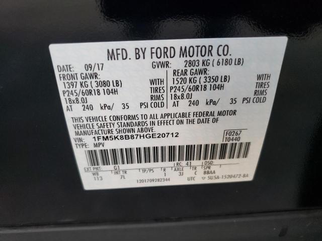 Photo 9 VIN: 1FM5K8B87HGE20712 - FORD EXPLORER 