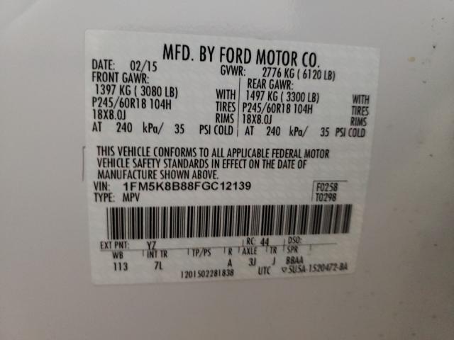 Photo 9 VIN: 1FM5K8B88FGC12139 - FORD EXPLORER 