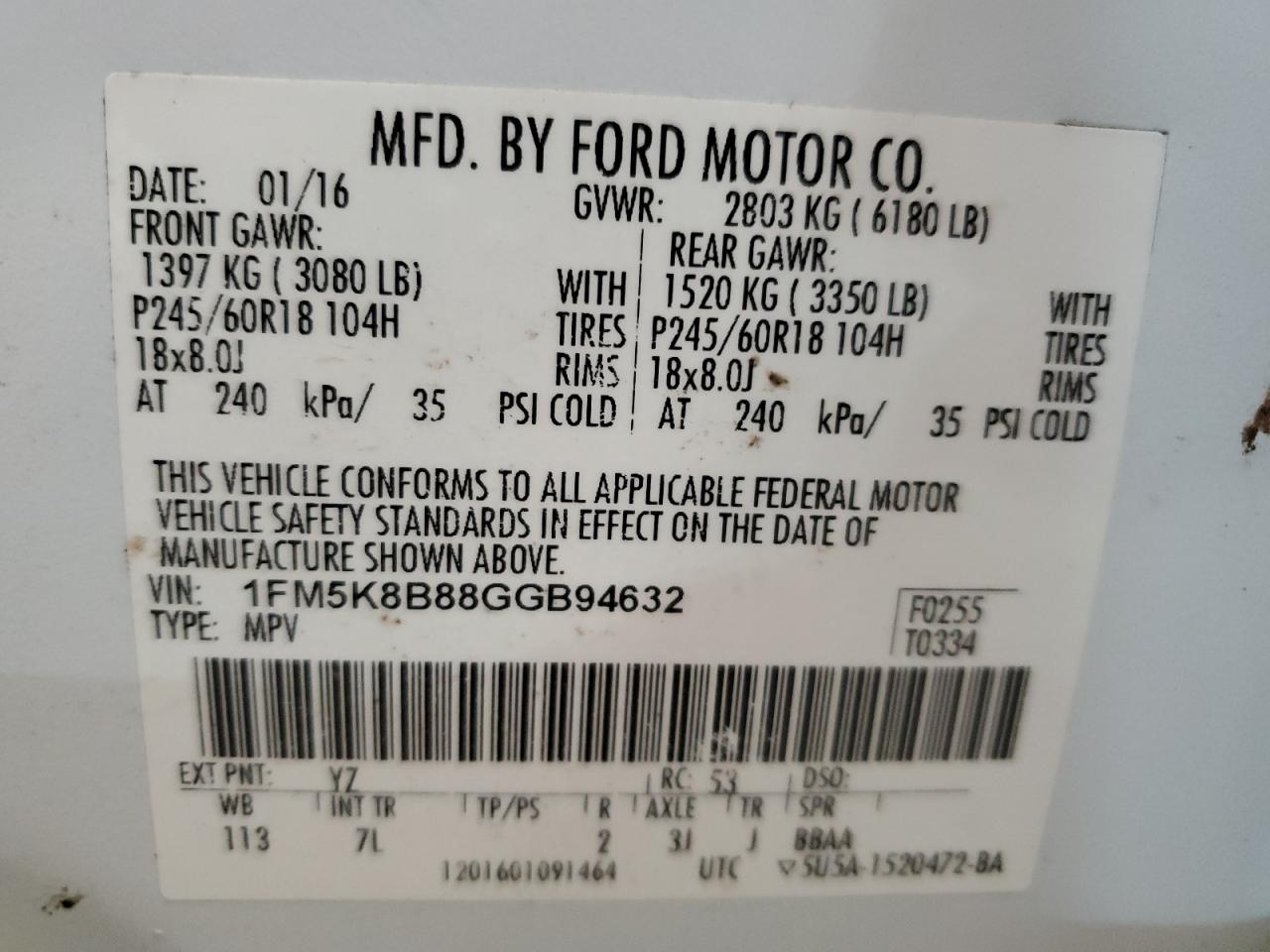 Photo 11 VIN: 1FM5K8B88GGB94632 - FORD EXPLORER 