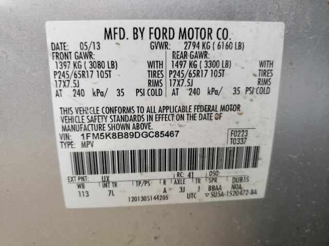 Photo 9 VIN: 1FM5K8B89DGC85467 - FORD EXPLORER 