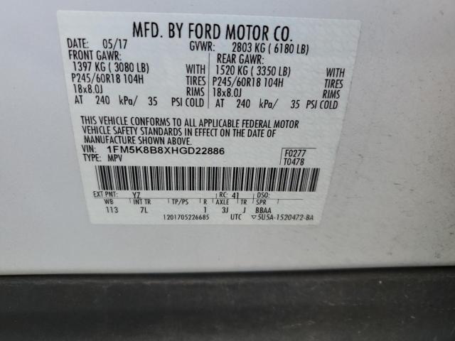 Photo 12 VIN: 1FM5K8B8XHGD22886 - FORD EXPLORER 