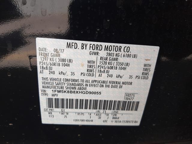 Photo 9 VIN: 1FM5K8B8XHGD90055 - FORD EXPLORER 