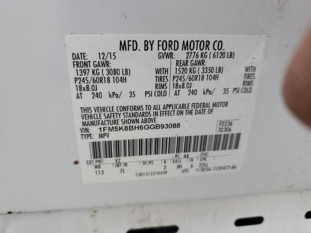 Photo 13 VIN: 1FM5K8BH6GGB93088 - FORD EXPLORER 