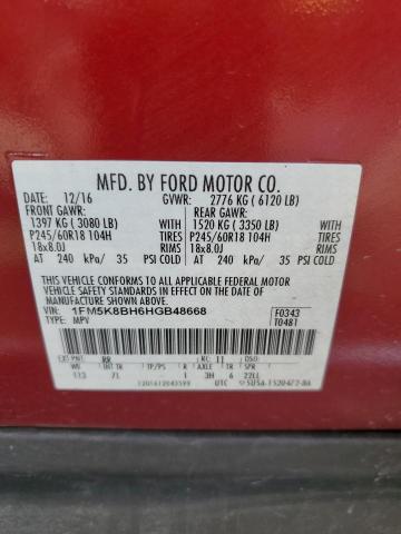 Photo 12 VIN: 1FM5K8BH6HGB48668 - FORD EXPLORER 