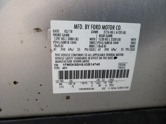 Photo 12 VIN: 1FM5K8BH8JGB14740 - FORD EXPLORER 