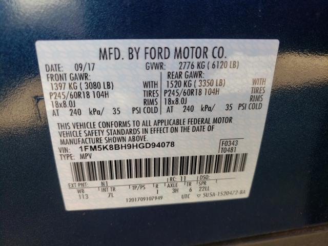 Photo 9 VIN: 1FM5K8BH9HGD94078 - FORD EXPLORER 