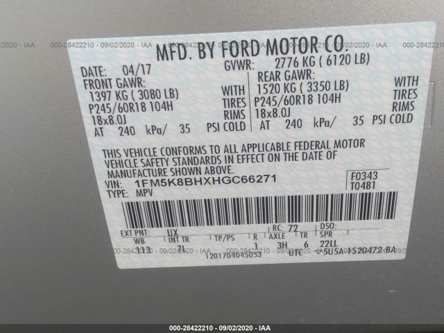 Photo 8 VIN: 1FM5K8BHXHGC66271 - FORD EXPLORER 