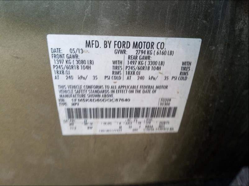 Photo 9 VIN: 1FM5K8D80DGC87640 - FORD EXPLORER X 