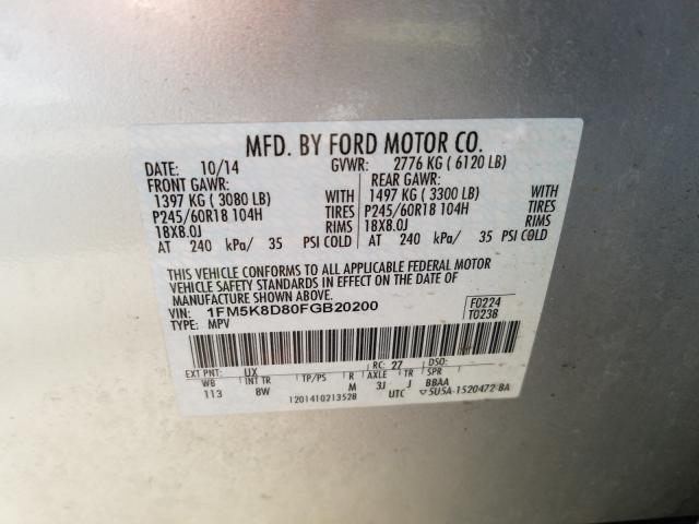 Photo 9 VIN: 1FM5K8D80FGB20200 - FORD EXPLORER X 