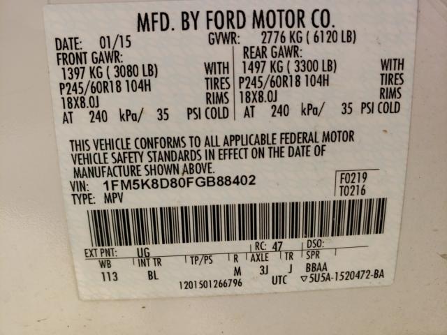 Photo 9 VIN: 1FM5K8D80FGB88402 - FORD EXPLORER X 