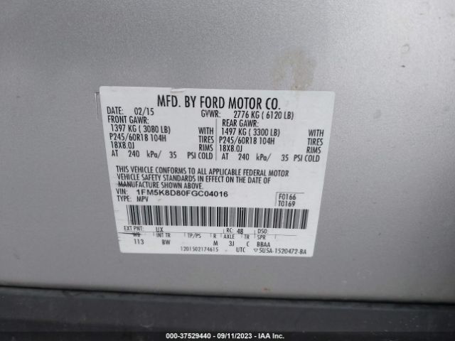 Photo 8 VIN: 1FM5K8D80FGC04016 - FORD EXPLORER 